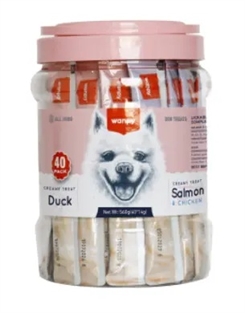 Wanpy Dog 40 Pack Creamy Lickable Treat - Salmon & Chicken 560g